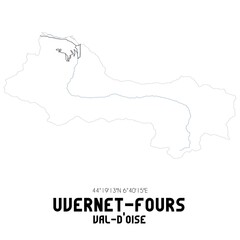 UVERNET-FOURS Val-d'Oise. Minimalistic street map with black and white lines.