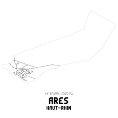 ARES Haut-Rhin. Minimalistic street map with black and white lines.