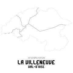 LA VILLENEUVE Val-d'Oise. Minimalistic street map with black and white lines.