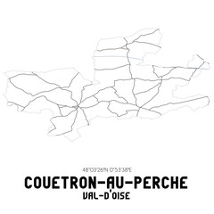 COUETRON-AU-PERCHE Val-d'Oise. Minimalistic street map with black and white lines.