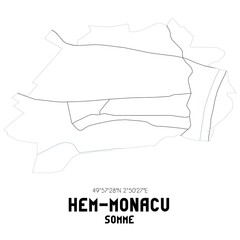 HEM-MONACU Somme. Minimalistic street map with black and white lines.