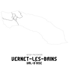 VERNET-LES-BAINS Val-d'Oise. Minimalistic street map with black and white lines.