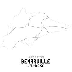 BENARVILLE Val-d'Oise. Minimalistic street map with black and white lines.