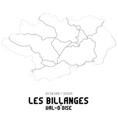 LES BILLANGES Val-d'Oise. Minimalistic street map with black and white lines.