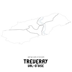 TREVERAY Val-d'Oise. Minimalistic street map with black and white lines.