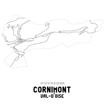 CORNIMONT Val-d'Oise. Minimalistic street map with black and white lines.