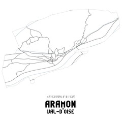 ARAMON Val-d'Oise. Minimalistic street map with black and white lines.