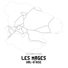 LES MAGES Val-d'Oise. Minimalistic street map with black and white lines.