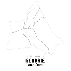 GEMBRIE Val-d'Oise. Minimalistic street map with black and white lines.