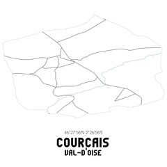 COURCAIS Val-d'Oise. Minimalistic street map with black and white lines.