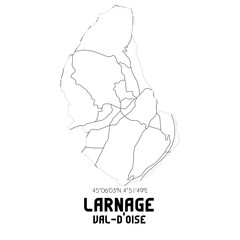 LARNAGE Val-d'Oise. Minimalistic street map with black and white lines.