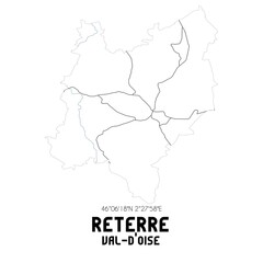 RETERRE Val-d'Oise. Minimalistic street map with black and white lines.