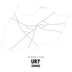 URY Somme. Minimalistic street map with black and white lines.
