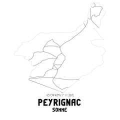 PEYRIGNAC Somme. Minimalistic street map with black and white lines.