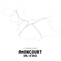 AMONCOURT Val-d'Oise. Minimalistic street map with black and white lines.
