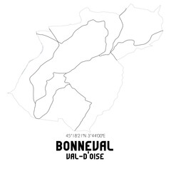 BONNEVAL Val-d'Oise. Minimalistic street map with black and white lines.