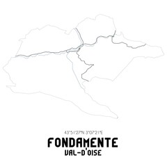 FONDAMENTE Val-d'Oise. Minimalistic street map with black and white lines.