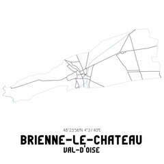 BRIENNE-LE-CHATEAU Val-d'Oise. Minimalistic street map with black and white lines.