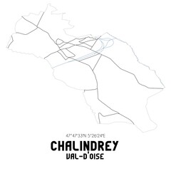 CHALINDREY Val-d'Oise. Minimalistic street map with black and white lines.