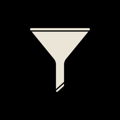 Hand drawn vector illustration of a funnel which is used for guiding liquid or powder into a small opening. Dark room supplies and kitchenware. Retro film development concept.