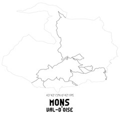 MONS Val-d'Oise. Minimalistic street map with black and white lines.