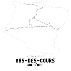 MAS-DES-COURS Val-d'Oise. Minimalistic street map with black and white lines.