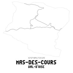 Fototapeta premium MAS-DES-COURS Val-d'Oise. Minimalistic street map with black and white lines.