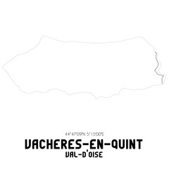 VACHERES-EN-QUINT Val-d'Oise. Minimalistic street map with black and white lines.