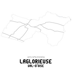 LAGLORIEUSE Val-d'Oise. Minimalistic street map with black and white lines.