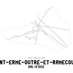 SAINT-ERME-OUTRE-ET-RAMECOURT Val-d'Oise. Minimalistic street map with black and white lines.