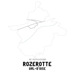 ROZEROTTE Val-d'Oise. Minimalistic street map with black and white lines.