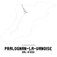 PRALOGNAN-LA-VANOISE Val-d'Oise. Minimalistic street map with black and white lines.