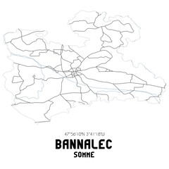 BANNALEC Somme. Minimalistic street map with black and white lines.