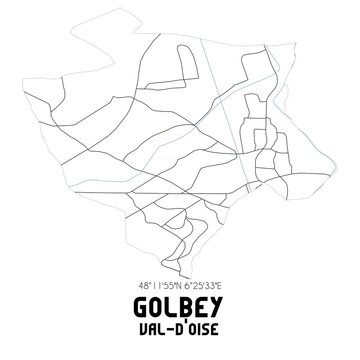 GOLBEY Val-d'Oise. Minimalistic street map with black and white lines.