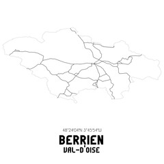 BERRIEN Val-d'Oise. Minimalistic street map with black and white lines.