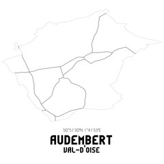 AUDEMBERT Val-d'Oise. Minimalistic street map with black and white lines.