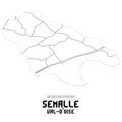 SEMALLE Val-d'Oise. Minimalistic street map with black and white lines.