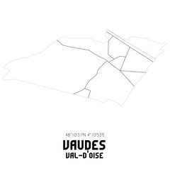 VAUDES Val-d'Oise. Minimalistic street map with black and white lines.