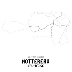 MOTTEREAU Val-d'Oise. Minimalistic street map with black and white lines.