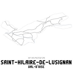 SAINT-HILAIRE-DE-LUSIGNAN Val-d'Oise. Minimalistic street map with black and white lines.