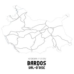 BARDOS Val-d'Oise. Minimalistic street map with black and white lines.