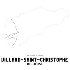 VILLARD-SAINT-CHRISTOPHE Val-d'Oise. Minimalistic street map with black and white lines.