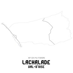 LACHALADE Val-d'Oise. Minimalistic street map with black and white lines.