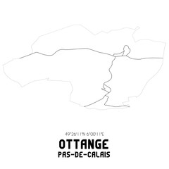 OTTANGE Pas-de-Calais. Minimalistic street map with black and white lines.