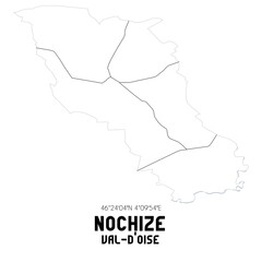NOCHIZE Val-d'Oise. Minimalistic street map with black and white lines.
