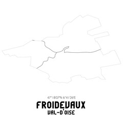 FROIDEVAUX Val-d'Oise. Minimalistic street map with black and white lines.