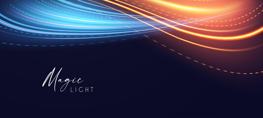 Naklejka premium Motion light effect. Shining magic background and liquid speed light