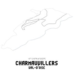 CHARMAUVILLERS Val-d'Oise. Minimalistic street map with black and white lines.