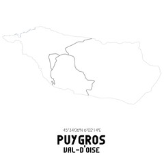 Fototapeta premium PUYGROS Val-d'Oise. Minimalistic street map with black and white lines.