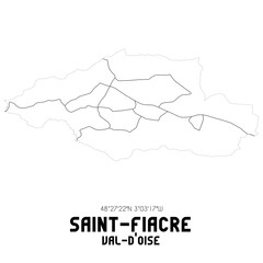 SAINT-FIACRE Val-d'Oise. Minimalistic street map with black and white lines.